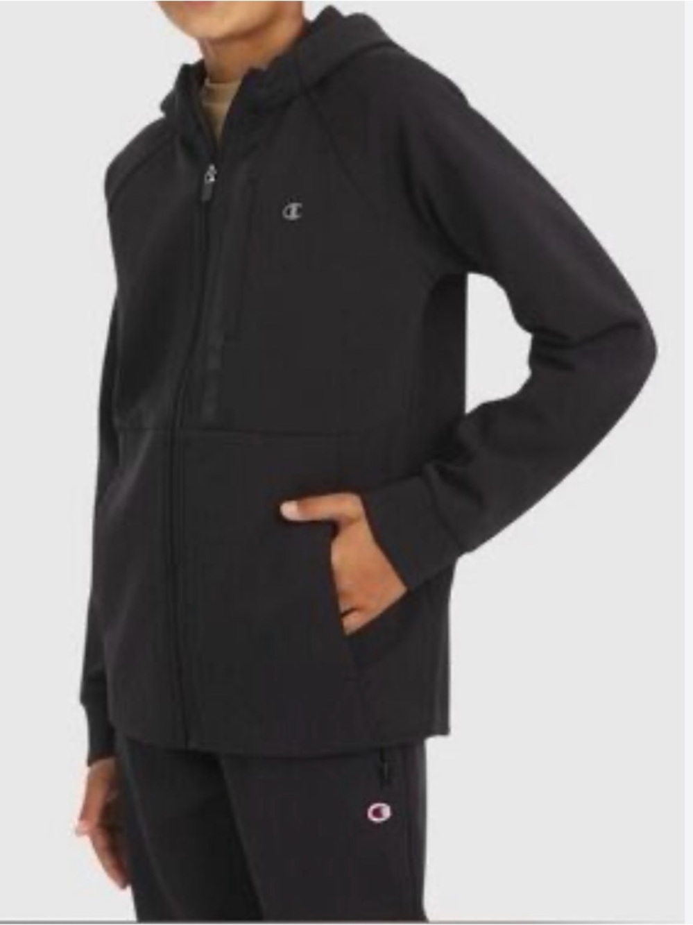 Champion Boys' Double Knit Zip-Up Hoodie Black Size Small NWT